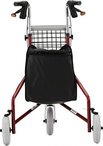 Nova Traveler 3-Wheeled Rollator Walker, Red