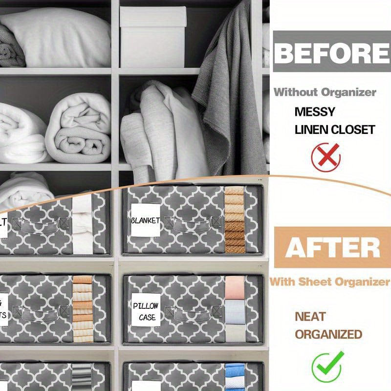 BedSheet Organizers &amp; Storage Foldable Organizing Box, Household High-Capacity Clothes Blanket Organizer Bag, For Organizing Bedrooms Wardrobes Clothes Baskets Under-Bed Storage Container
