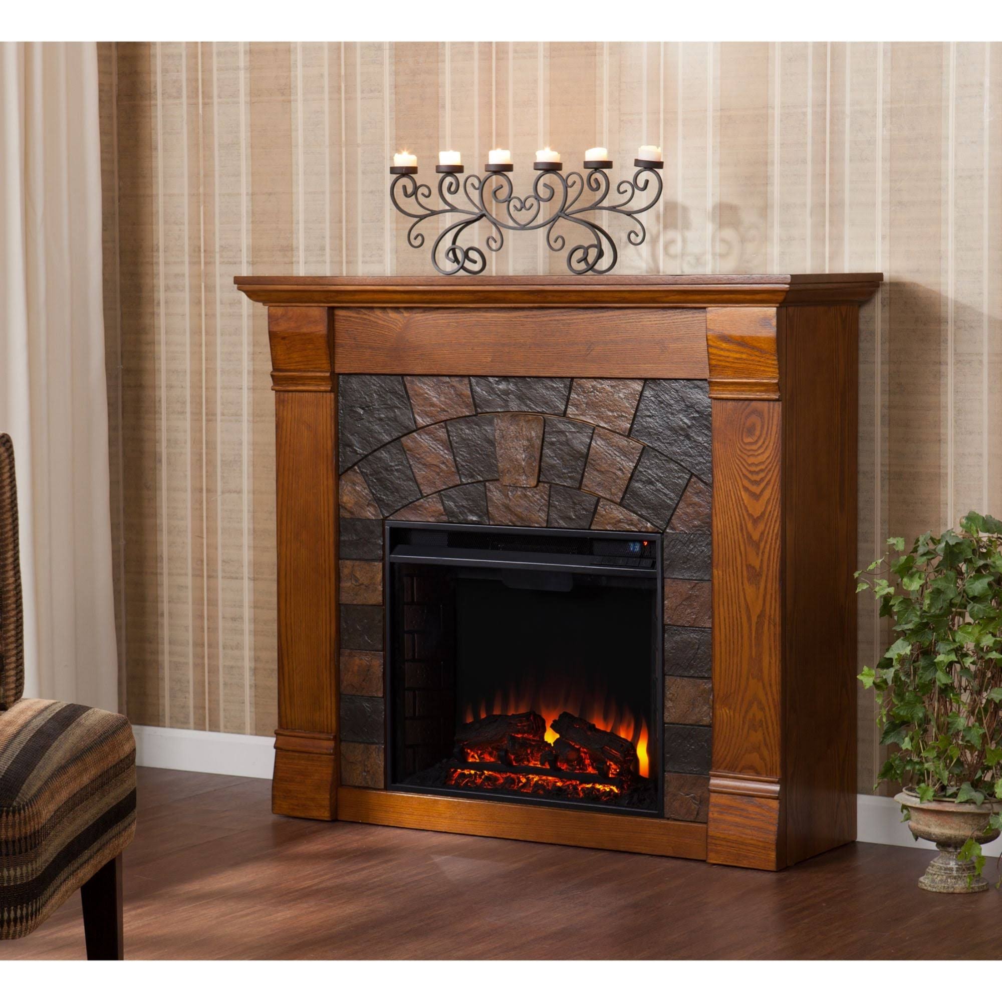 Southern Enterprises Elkmont Electric Fireplace - Salem Antique Oak