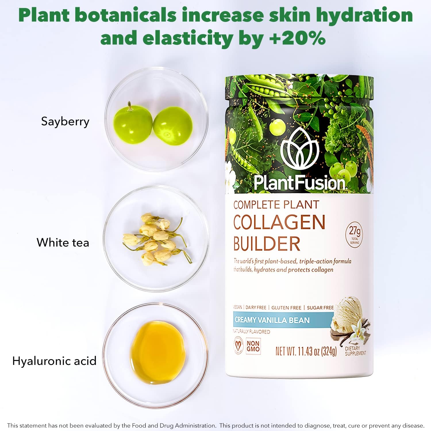 PlantFusion Vegan Collagen Powder, Plant Based Collagen Powder + Vegan Protein for Muscle & Joints, Hair, Skin & Nails, 20 Servings, Vanilla 1.19 lb Pack of 2