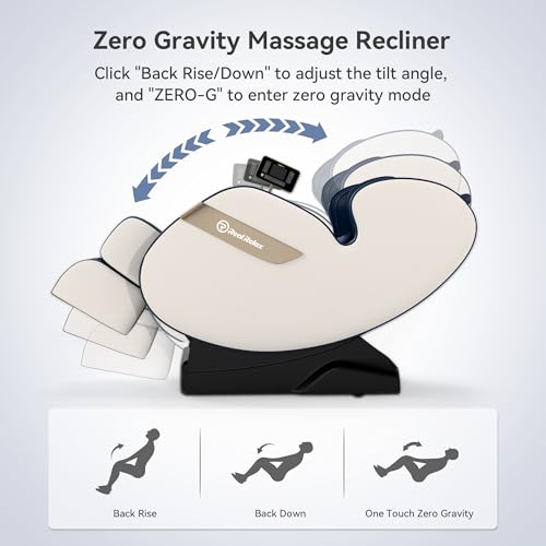 Real Relax 2025 Dual Core S Track Massage Chair,Full Body Airbags Massage Recliner,Zero Gravity with APP and LCD Control,Lower Back and Calf Heating,Foot Roller,Bluetooth,Home or Office Use,Black
