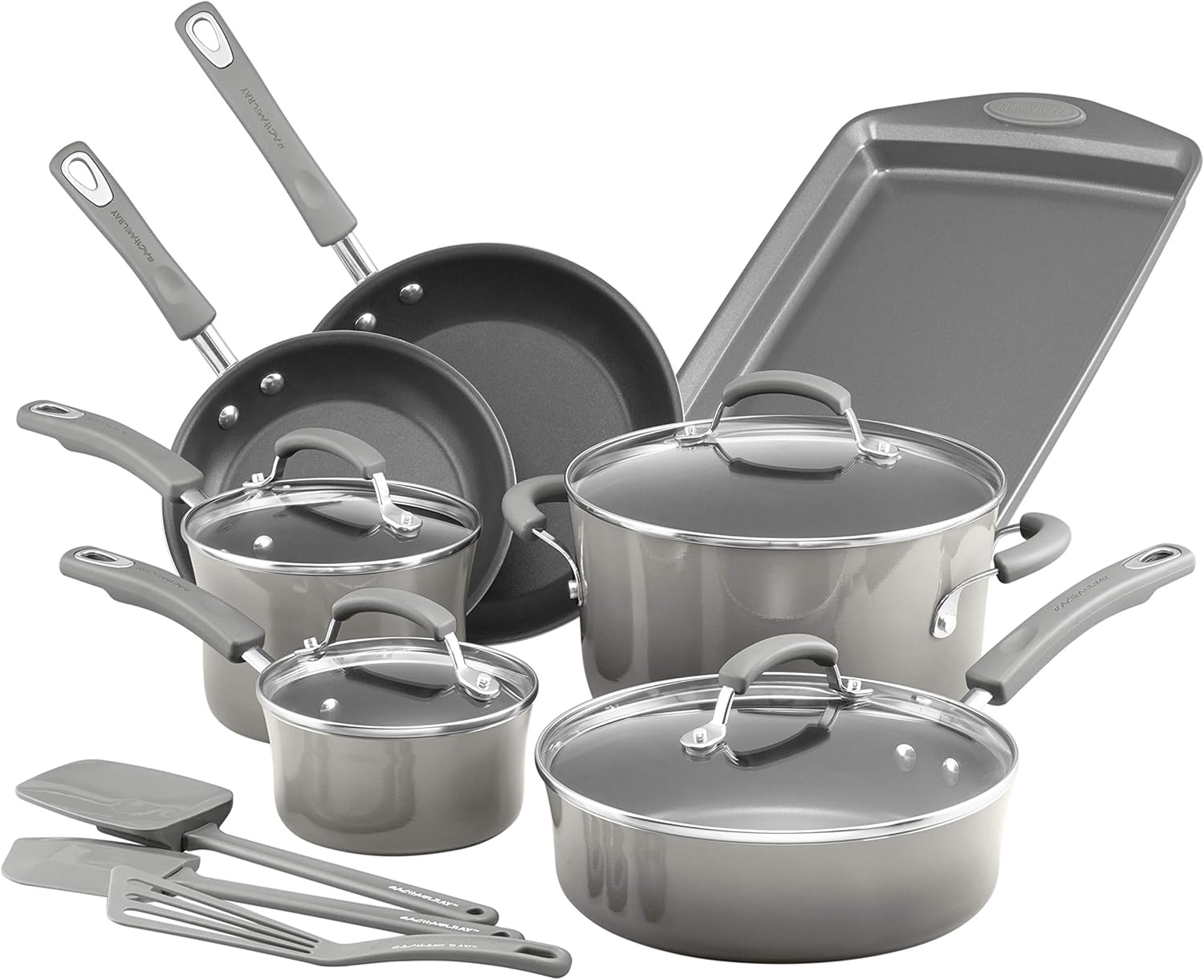 Rachael Ray Brights Nonstick Cookware Pots and Pans Set, 14 Piece, Purple Gradient