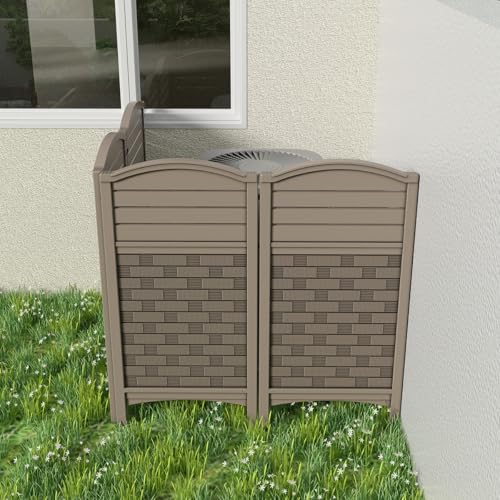KINYING Air Conditioner Fence Privacy Screen,4 Panels Pool Equipment Trash Can Enclosure Screen for Outdoor,Resin Fence Panels Kit,45" (H) x 22" (W) Per Panel, Off White