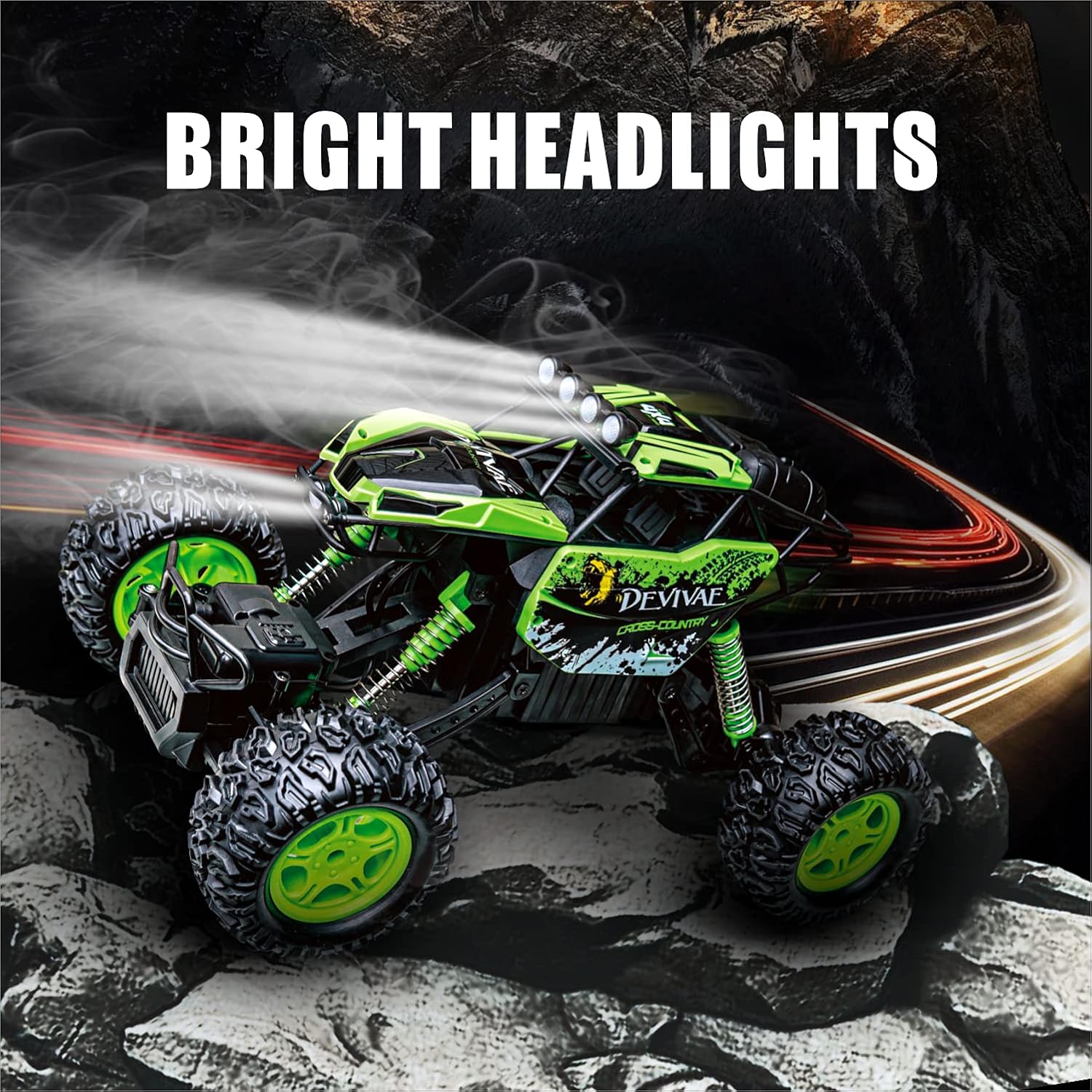 DEVIVAE RC Cars 2059 Remote Control Car for Kids Adults,1:12 All Terrain Monster Trucks for Boys, 4WD Off-Road 2.4GHz Rock Crawler,2 Batteries for 80Mins Play, RC Truck Electric Toy Gift for Boy Girl