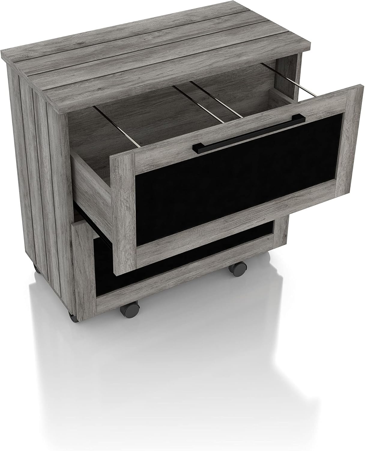 Brett Vintage Grey Oak 2-Drawer File Cabinet Country Rustic Urban MDF Paperboard Mobile