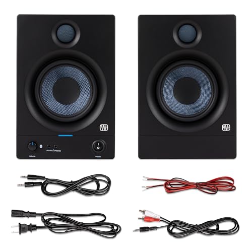 PreSonus Eris 3.5BT Bluetooth Studio Monitors, Pair — Powered, Active Monitor Speakers for Desktop, Turntable, Record Player, Bookshelf, DJ Speakers