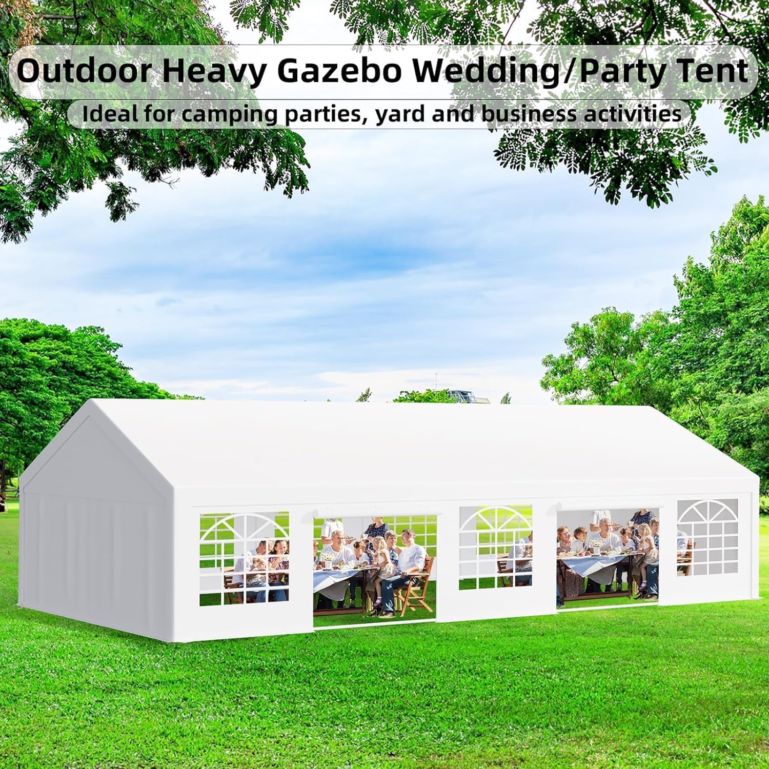 20x40 FT Party Tent Heavy Duty Wedding Canopy with White Large Roof, Detachable Sidewalls, and 3 Storage Bags, Outdoor Party Canopy for Wedding Parties, Outdoor Events, and Camping