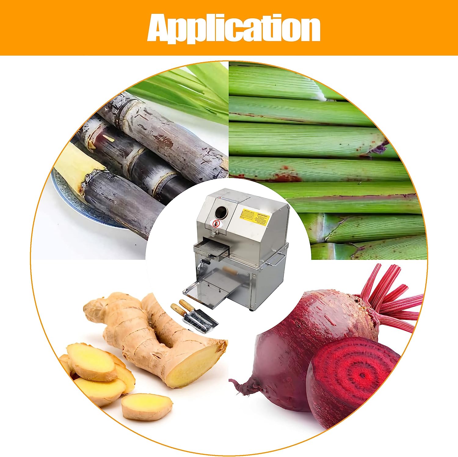 EQCOTWEA Sugarcane Press Electric Sugar Cane Juice Machine for Commercial Stainless Steel