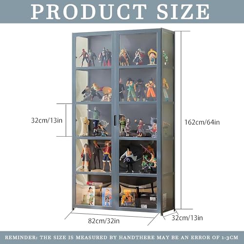 5-Tier Curio Display Cabinet, Storage Shelves with Acrylic Door, Collectibles Toy Organizers Rack & Display Shelf, Display Case for Playroom Bedroom Toddler's Room Kids Bookcase