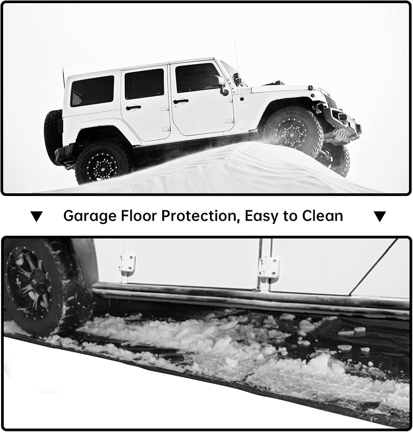 Loninak Garage Floor Mat 8'6"x20' Garage Containment Mat for Winter Garage Floor Protection Mat for All Seasons Garage Water Barrier Snow Melting Mat Large Cars SUVs