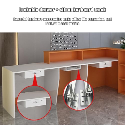 Reception Counter Desk, Front Counter Desk with Lockable Drawers, Modern Retail Counter, Wooden Computer Desk Reception Table, for Checkout Office/Beauty Salon/Lobby 160x60x100cm A-Left