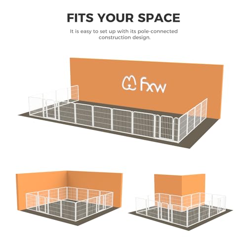FXW Homeplus Dog Playpen Designed for Indoor Use, 40" Height for Large Dogs, White│Patented