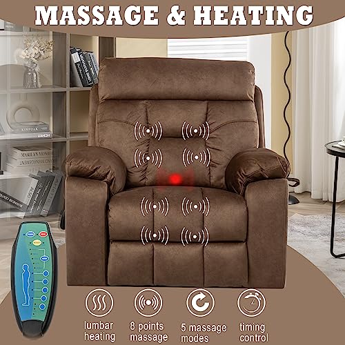 Power Lift Chair Lay Flat Recliner Infinite Position Electric Dual Motor Stand Up Lift Chair with Massage and Heat for Adults,Heavy Duty Recliners with 2 Remote Controls and Two Cup Holders
