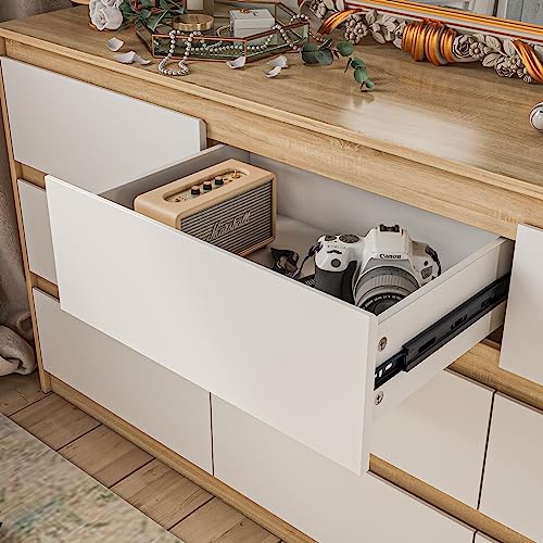 Hitow 9 Drawer Dresser for Bedroom with Deep Drawers, Large Floor Wood Dressers & Chest of Drawers Handle Free, Modern Black Long Dressers for Closet Living Room, Euro Slide (63"W x 15.7"D x 31.5"H)