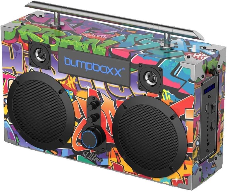Bumpboxx Bluetooth Boombox Ultra Blue | Retro Boombox with Bluetooth Speaker | Rechargeable Bluetooth Speaker