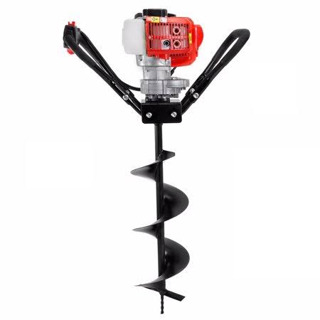 Post Hole Digger Auger Digger 43cc GAS Earth Auger with 8 inch Digging Bit Set, Red
