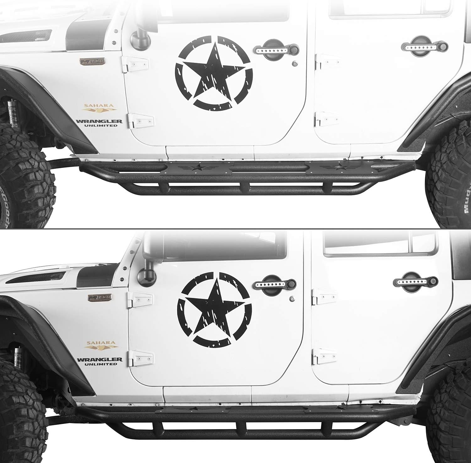 u-Box JK Wrangler Side Step Running Boards Rail Steel Nerf Bars Compatible with Jeep JK Wrangler Unlimited 2007-2018 4-Door