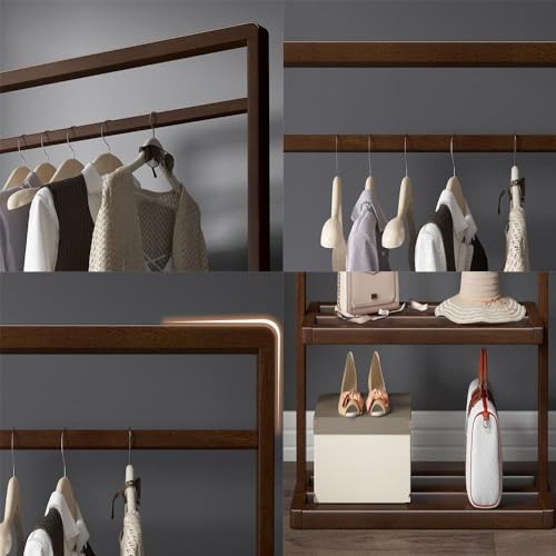 Coat Stand, Coat Rack, Solid Wood Coat Stand,Storage Shelves, Modern Bedroom Simple Fashion Floor Hanger Creative European Interior Bamboo Simple for Living Room (A (105X32X160CM))