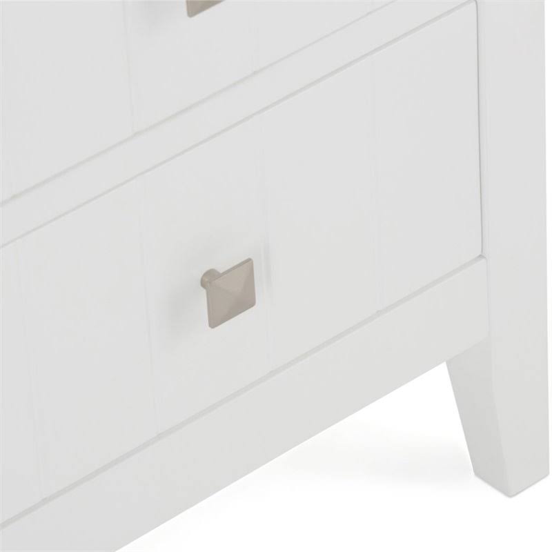 Simpli Home Four Drawer Floor Storage Cabinet in Pure White