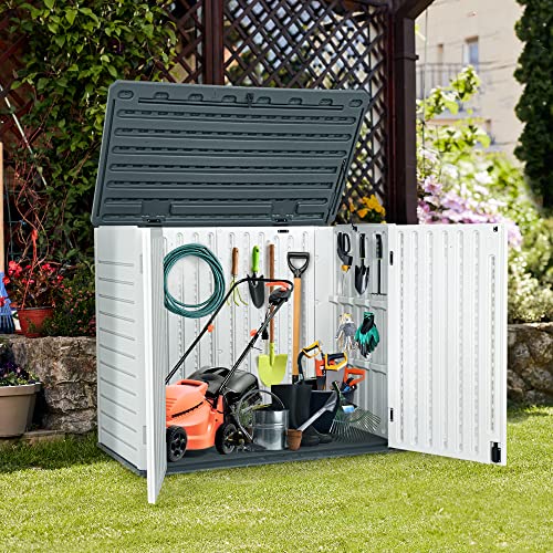 YITAHOME 8x6.2FT Outdoor Storage Shed w/o Floor, All-Weather Plastic Shed with Lockable Doors, Window & Vents, Plastic Tool Shed for Backyard, Patio, Poolside, Lawn, Gray