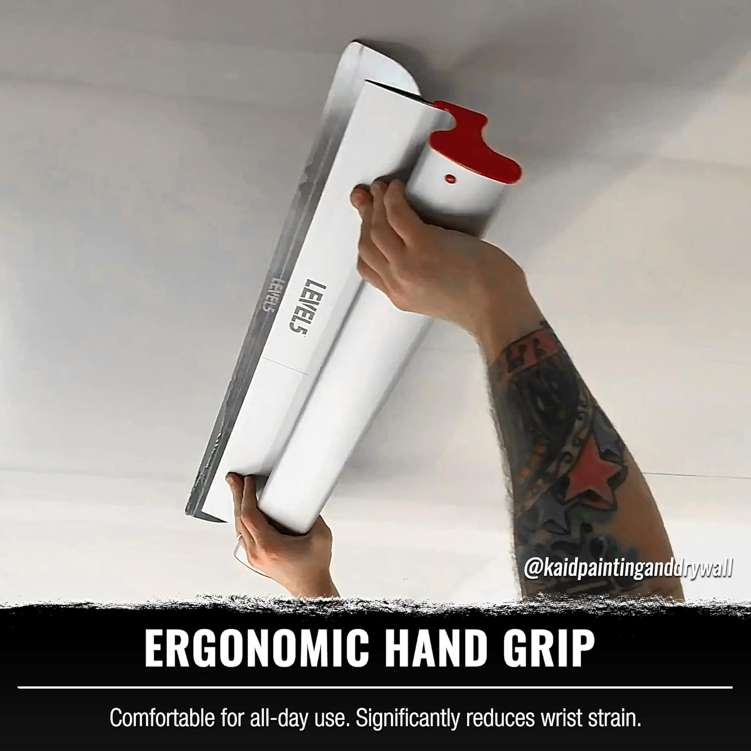 LEVEL5 14" Skimming Blade | Smoothing/Knock-Down Knife | Extruded Aluminum & European Stainless Steel Construction | High-Impact End Caps | Sheetrock Drywall Gyprock Wall-Board Plasterboard | 4-914