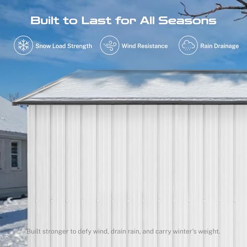 10' x 8' Large Outdoor Storage Shed, Sturdy Metal Building w/Windows & Lockable Doors for Garden, Backyard, Poolside and Lawn, Grey