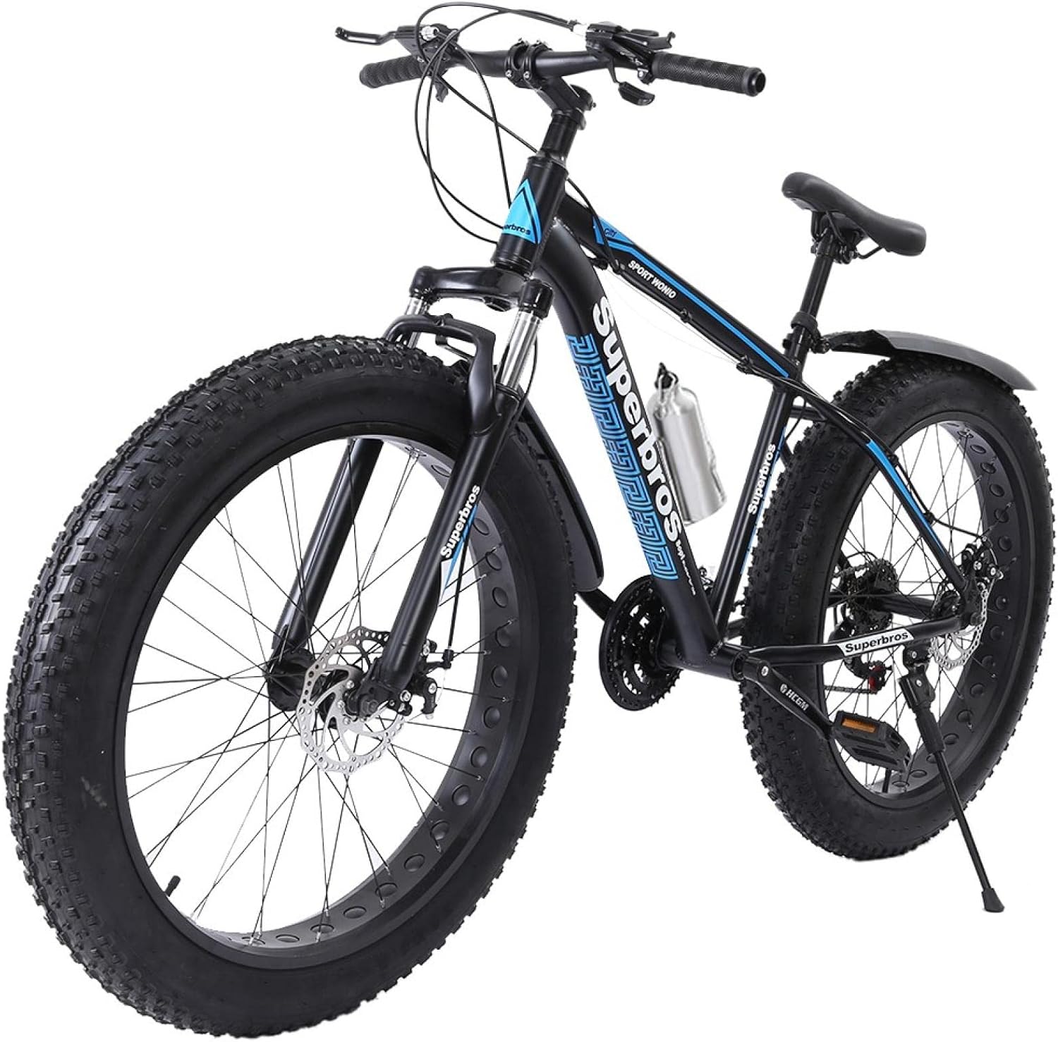 Fat Tire Bike, 26 Inch Mens Mountain Bike Shimanos 21-Speed, High Carbon Steel