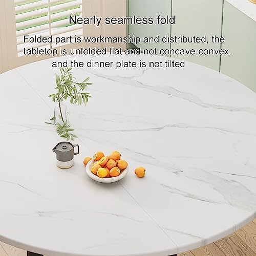Round Folding Dining Table, Drop Leaf Kitchen Table for Small Spaces, Versatile Collapsible Extension Dinner Kitchen Office Desk Table, 6 Wheels, Space Saving Folding Kitchen Table (Color : Walnut,