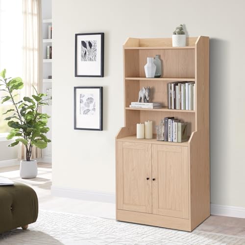 CENSI Sideboard Buffet Credenza Storage Cabinet, 3 Drawers and 3 Open sehlf, Kitchen Coffee Bar Pantry Cabinet, Modern Boho Entryway Hallway, Dinning Room, Living Room and Bedroom, Natural Oak
