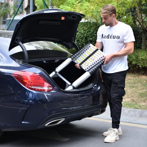 Telescoping Ladder 16.5 FT Extension Ladder Aluminum Lightweight Telescopic Ladder with 2 Triangle Stabilizers Telescoping Attic Ladder RV Ladders for Travel Collapsible Ladders for Home