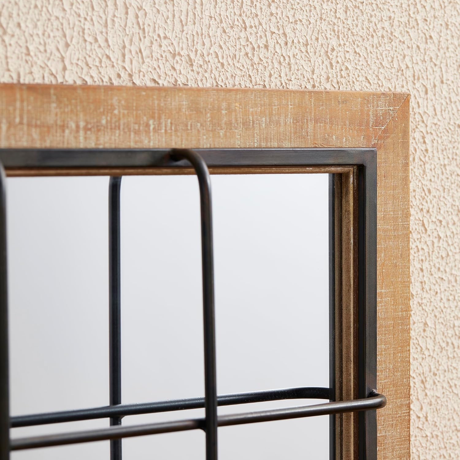 Glitzhome Windowpane Wall Mirror - 24'' x 32'' Farmhouse Decorative Wall Mirror, Hanging Rectangle Wood&Metal Frame Wall Decor Accent Mirror for Bathroom Vanity, Bedroom, Entryway, Fireplace Christmas