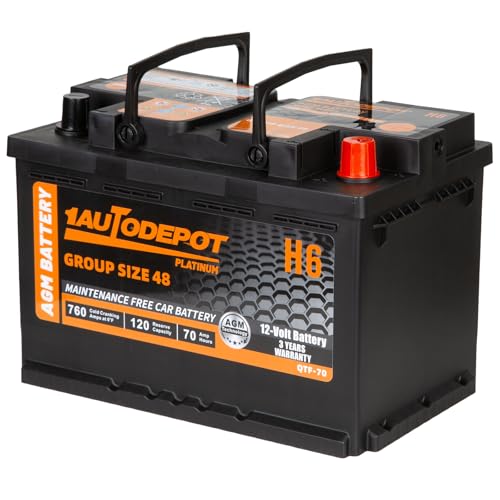 BCI Group 24F Car Battery, 12V 70Ah Automotive Battery Premium Maintenance Free AGM Batteries, 710CCA, 120RC, 36 Months Warranty