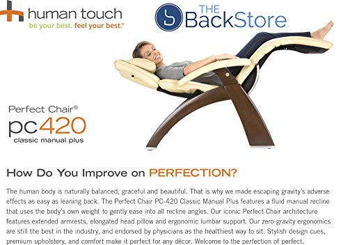 Perfect Chair Human Touch PC-420 Classic Manual Plus Series 2 Dark Walnut Wood Base Zero-Gravity Recliner - Red Top Grain Leather