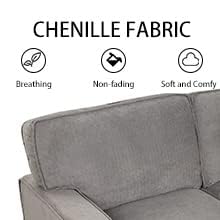 Convertible Sleeper Sofa 3 in 1, Chenille Modern L-Shaped Couches for Living Room, Pull Out Sectional Futon Sofa Bed with Storage Space, USB Ports and Cup Holders for Bedroom, Grey