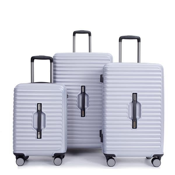 3 Piece Luggage Sets PC+ABS Lightweight Suitcase with Two Hooks, 360° Double Spinner Wheels, TSA Lock, (21/25/29) (Dark Purple)