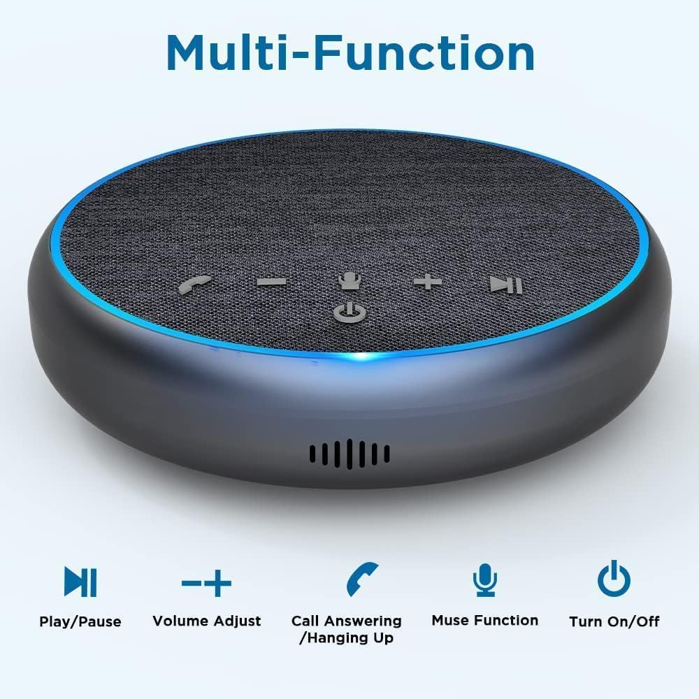 Ainostone Bluetooth Conference Speaker, USB C Speakerphone Portable with 3 AI Microphone 360º Voice Pickup Noise Cancel Mute CSR Chip for Home Office PC Computer Tablet Smartphone, Up to 10 People