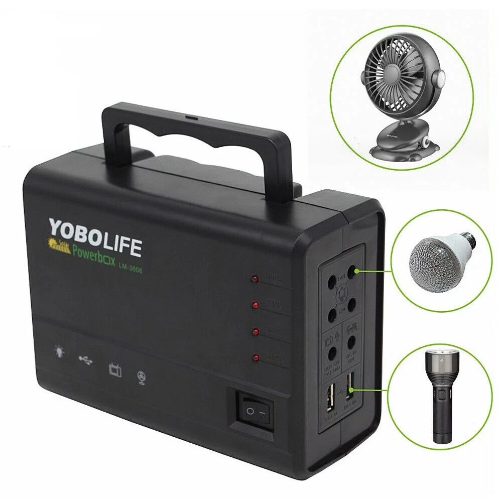 AC 110-220V Portable Solar Generator with Solar Panel,Included 4 Sets LED Lights,Solar Power
