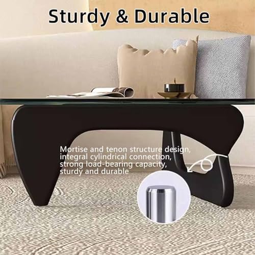 N/A Glass Coffee Table, Modern Triangle Design with Solid Wood Base and Clear Glass Top, Vintage Mid-Century Style, for Living Room, Patio, Study,I,114 * 82 * 40cm