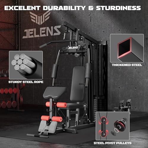 Home Gym, Multifunctional H11 Home Gym Equipment, Workout Station with 150LBS Weight Stack, Exercise Equipment with Pulley System for Full Body Training