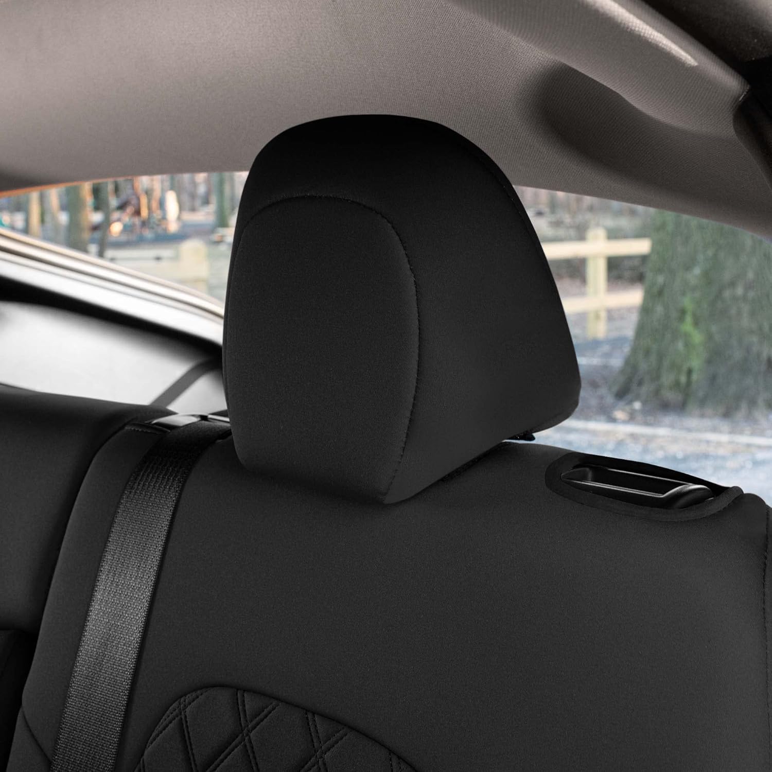 FH Group Custom Fit Seat Covers for Tesla Model Y Neoprene Water Resistant Automotive Seat Covers - Full Set Black