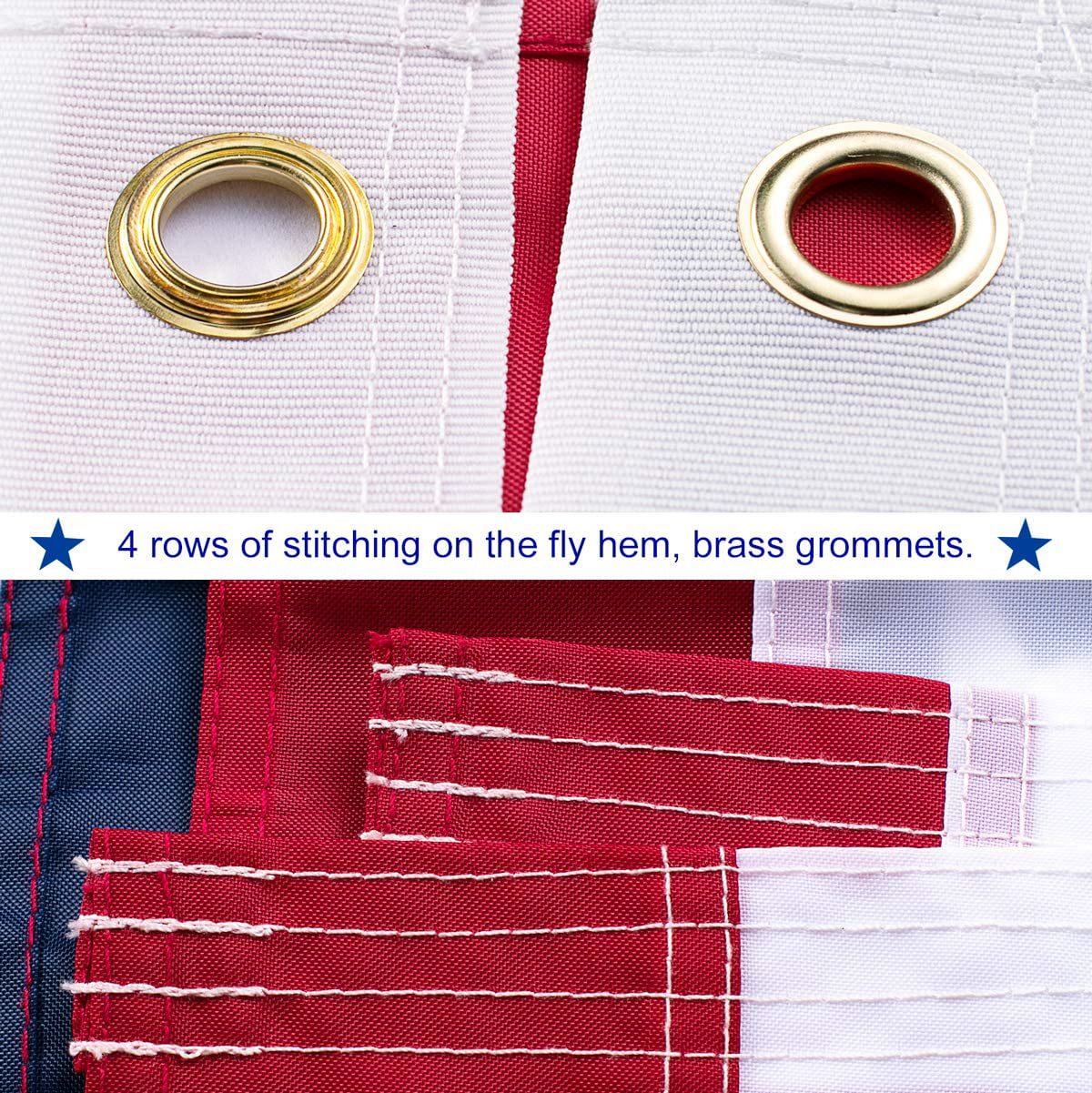 American Flag 10x15 FT Outdoor - USA Heavy duty Nylon US Flags with Embroidered Stars, Sewn Stripes and Brass Grommets