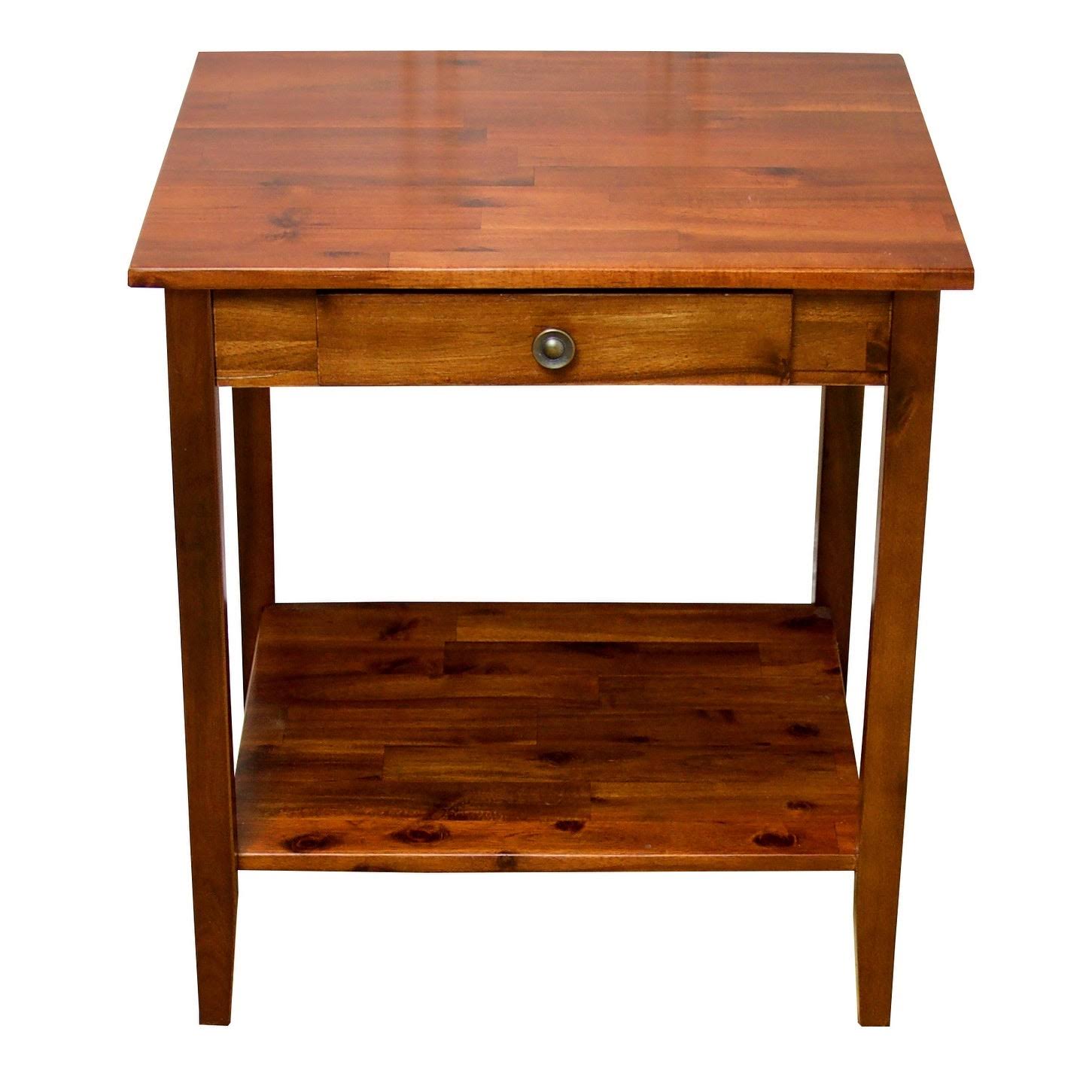Porch u0026 Den Holly Hill Solid Acacia 1-Drawer End Table - Mahogany