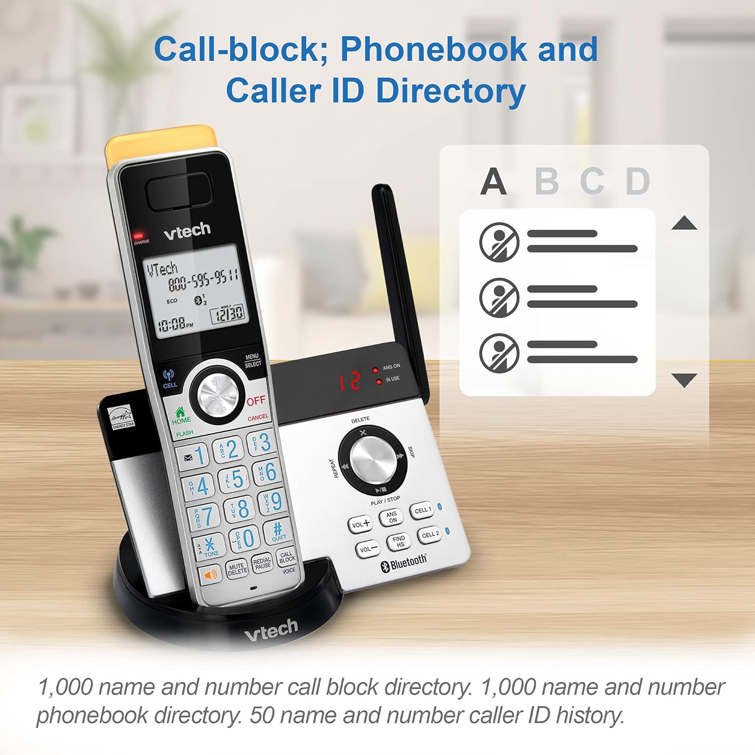VTECH IS8121-4 Super Long Range up to 2300 Feet DECT 6.0 Bluetooth 4 Handset Cordless Phone for Home with Answering Machine, Call Blocking, Connect to Cell, Intercom and Expandable to 5 Handsets