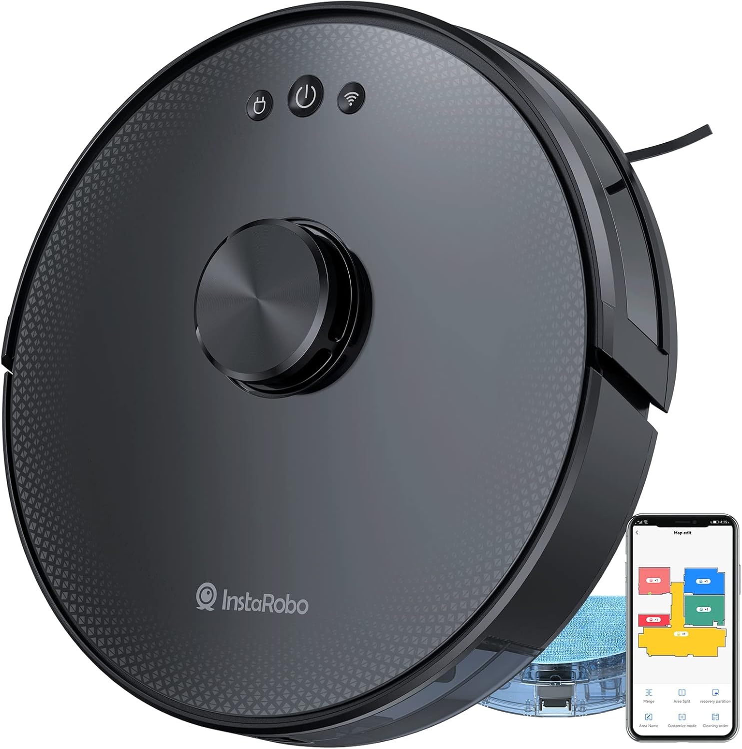 Robot Vacuum Cleaner, InstaRobo L1 Sweeping Robot with Precise Navigation, 2 in 1 Vacuum and Mop, Smart Mapping Robotic Vacuum Ideal for Pet Hair, Hard Floors, Low Pile Carpets(Blue)