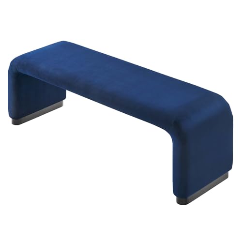 Modway Koda 60" Performance Velvet Waterfall Long Bench in Black Moss Green, 60Inches