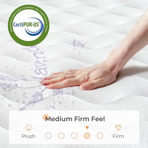 Vesgantti Twin Mattress, 12 Inch Innerspring Hybrid Twin Size Mattress with Memory Foam and Individual Pocket Spring, Mattress in a Box, Medium Firm Feel