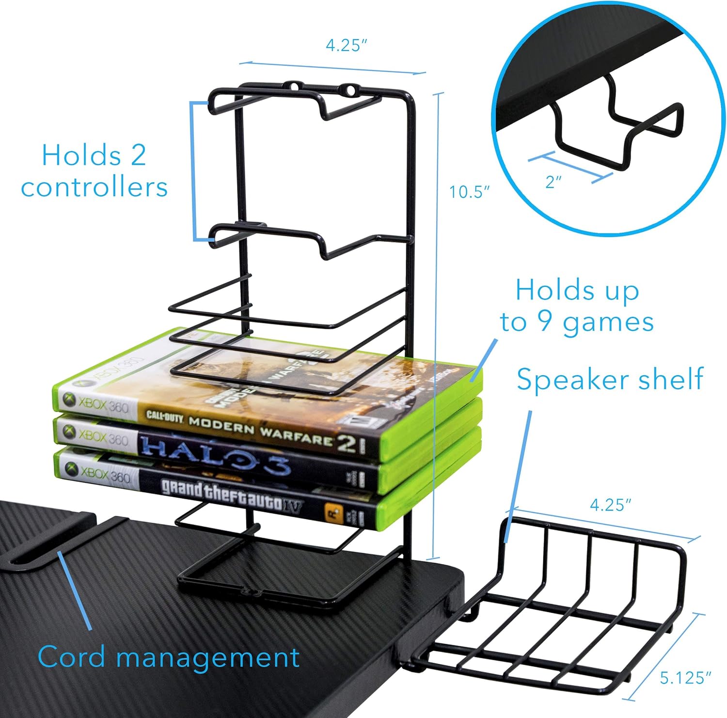 Atlantic Original Gaming Desk - integrated monitor stand, speaker stands, cable management and more PN 33935701