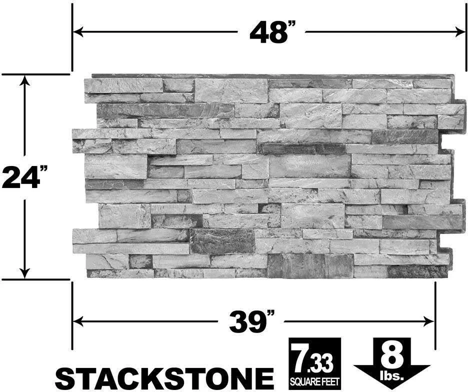 Urestone Stacked Stone #25 Mocha 24 in. x 48 in. Stone Veneer Panel (4-Pack)