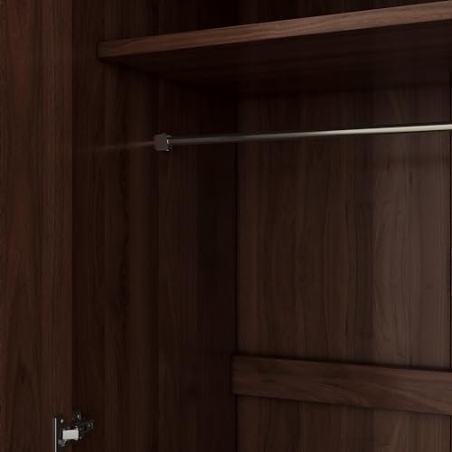 Full Size 2-Doors Wardrobe, Wooden Armoire Closet with 3-Shelves and Hanging Rail for Bedroom, Laundry Room, (Brown, One Size)