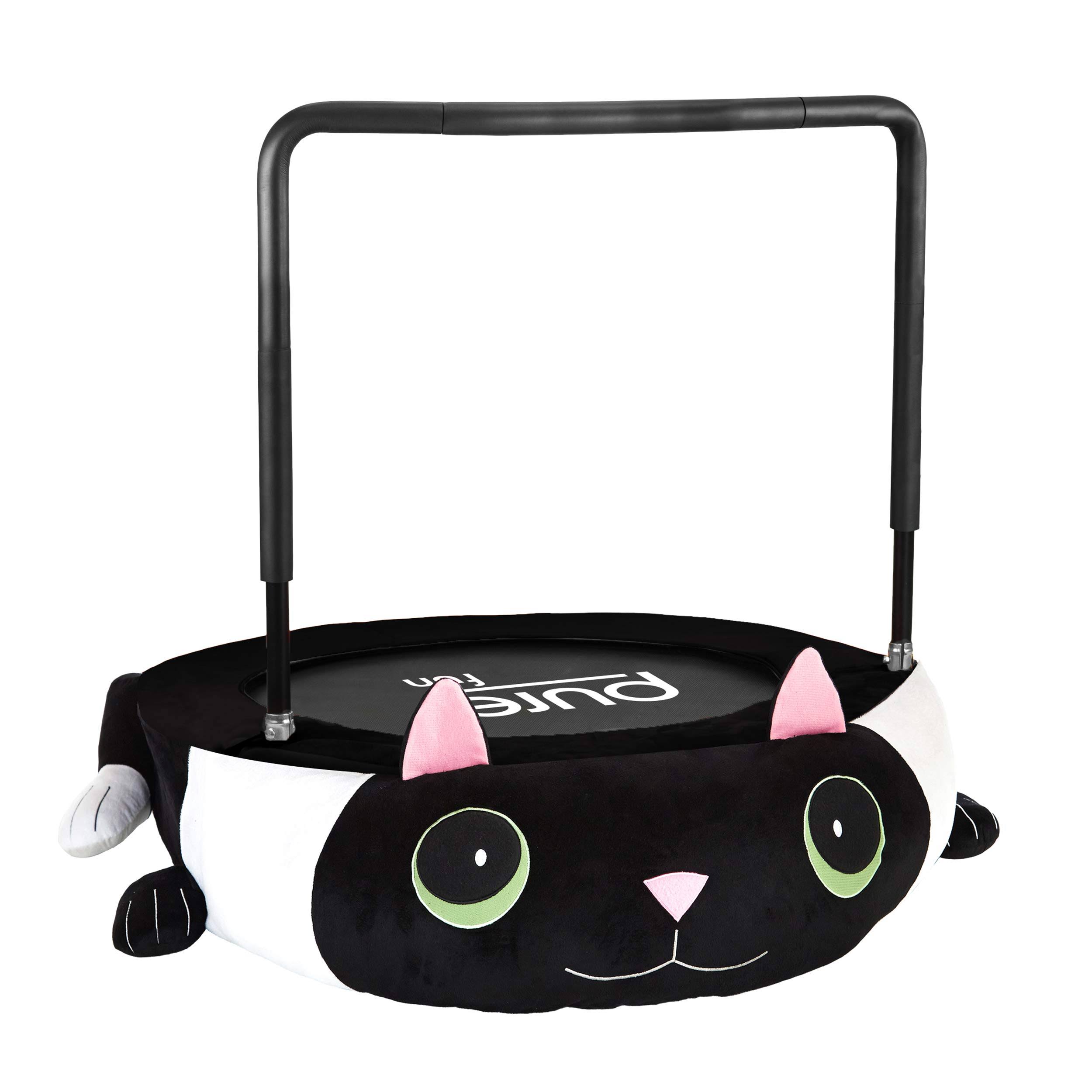 Pure Fun 36-Inch Kitty Cat Plush Jumper Kids Trampoline with Handrail